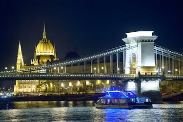Giro in barca fluviale serale a Budapest con spettacolo folcloristico e cocktail